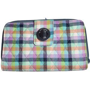Vera Bradley RFID Turnlock Wallet in the Gingham Plaid Pattern